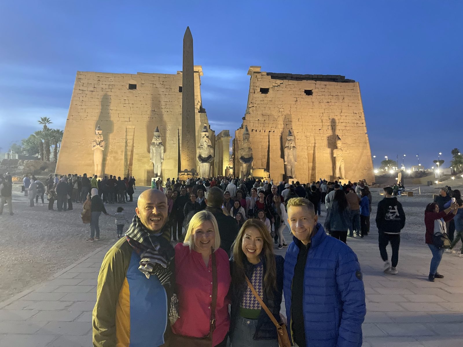 Guests at Luxor Temple in the evening Guests at Luxor Temple in the evening