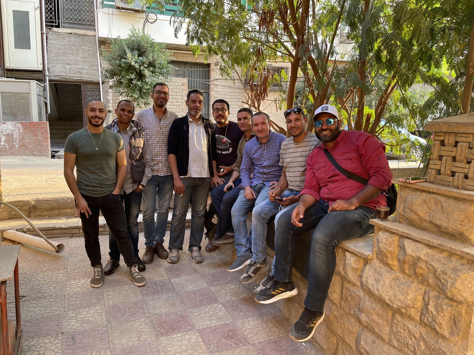 Mo Adam, in red, with the group of guides Nile Cruising started from
