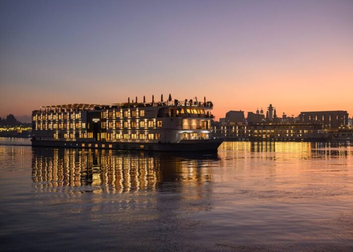 Le Fayan Suites on the Nile at sunset