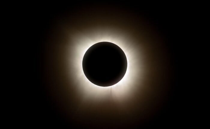 The Sun's corona around the Moon during a total solar eclipse