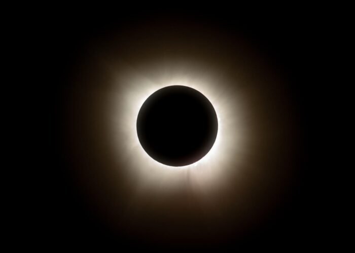 The Sun's corona around the Moon during a total solar eclipse