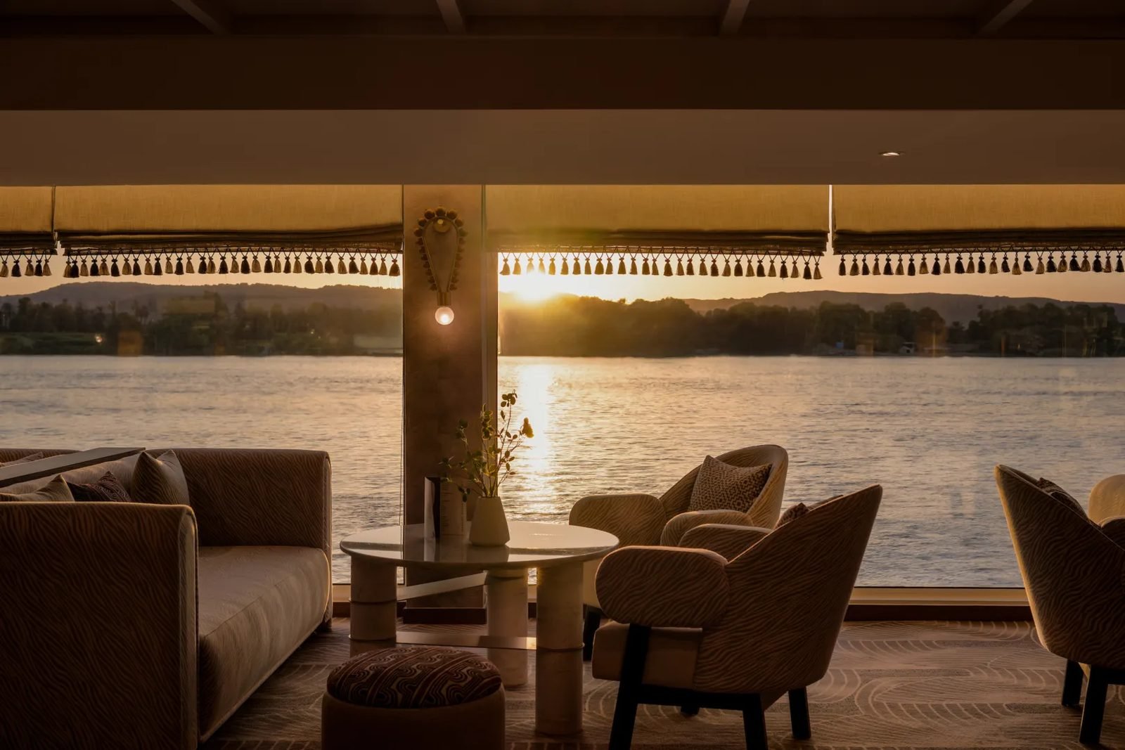 tulip-nile-cruise-07 The lounge at sunset on Tulip Nile cruise