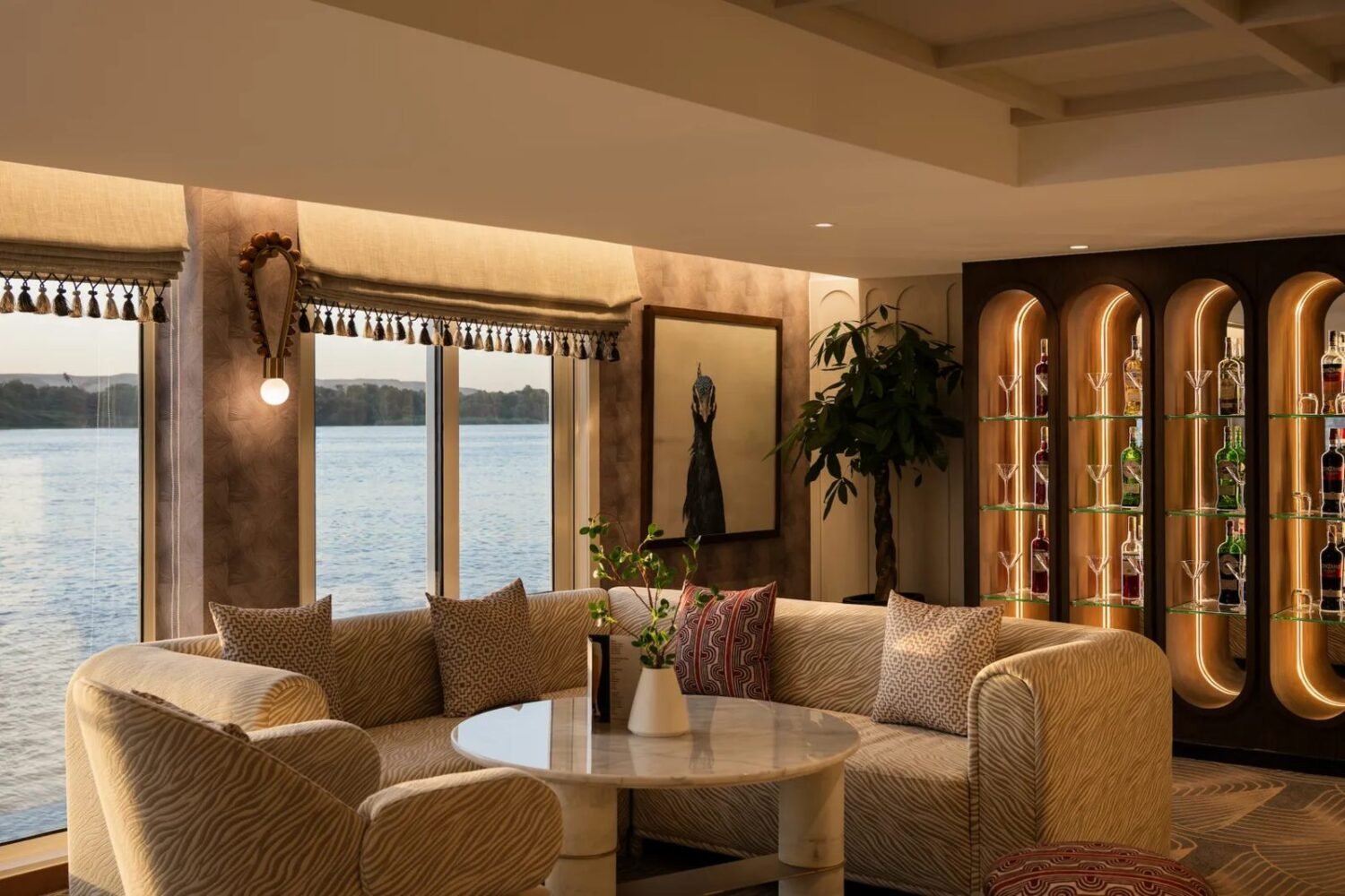 A seating area in the lounge on Tulip Nile cruise