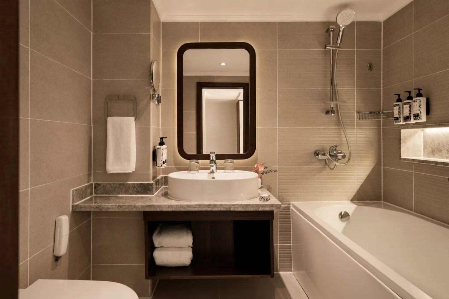 A cabin bathroom on Tulip Nile cruise